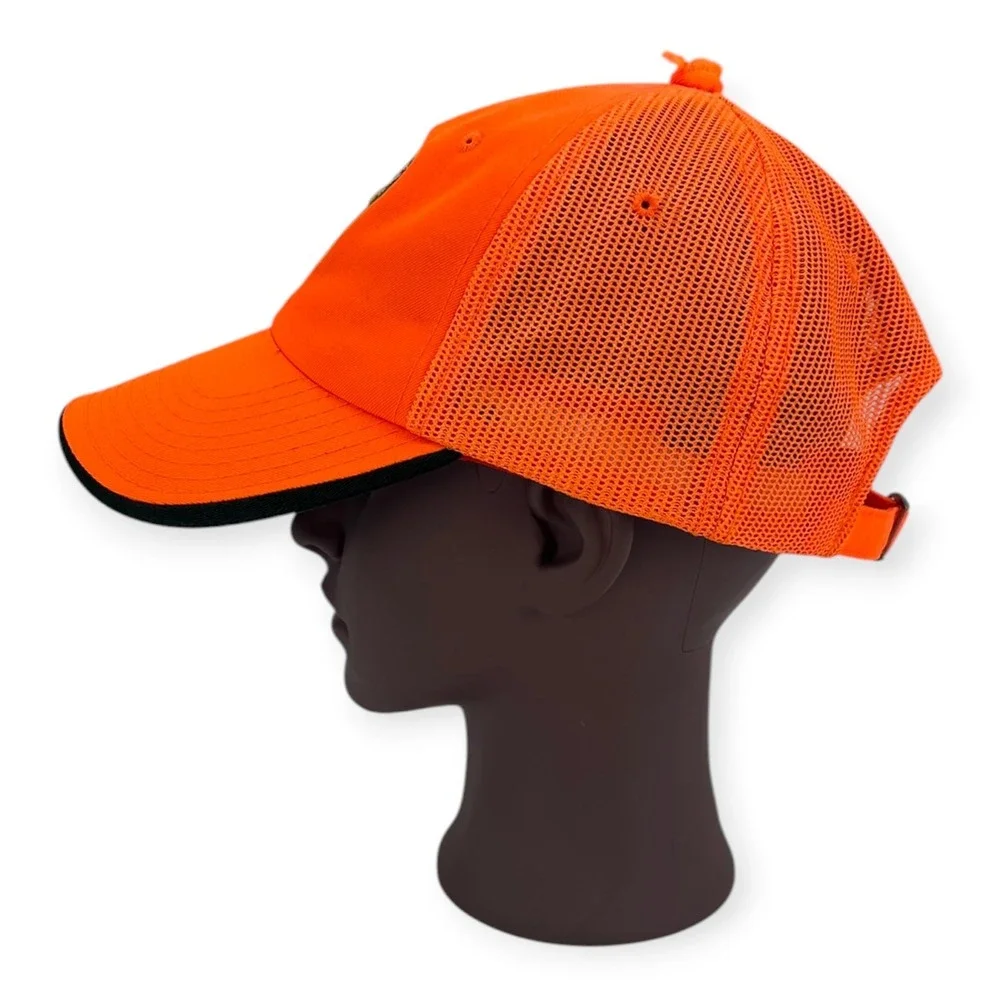 Cabela's Blaze Orange Mesh Trucker Hat Adjustable One Size Fits Most